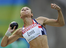 Jessica Ennis sets a personal best in the shot put