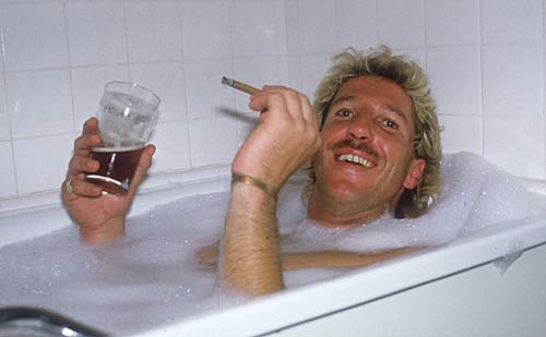 Ian Botham relaxes after completeing his Lands End to John O'Groats walk