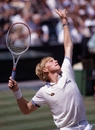 Boris Becker in action during the 1985 Wimbledon Lawn Tennis Championships