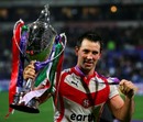 Paul Sculthorpe of St Helens poses with the trophy following his team's victory in the 2007 World Club Challenge