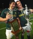 Victor Matfield and Bakkies Botha celebrate South Africa's Tri-Nations victory