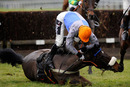 Tony McCoy falls from  Reindeer Dippin at the first fence