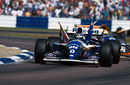 Damon Hill celebrates winning the 1994 British Grand Prix