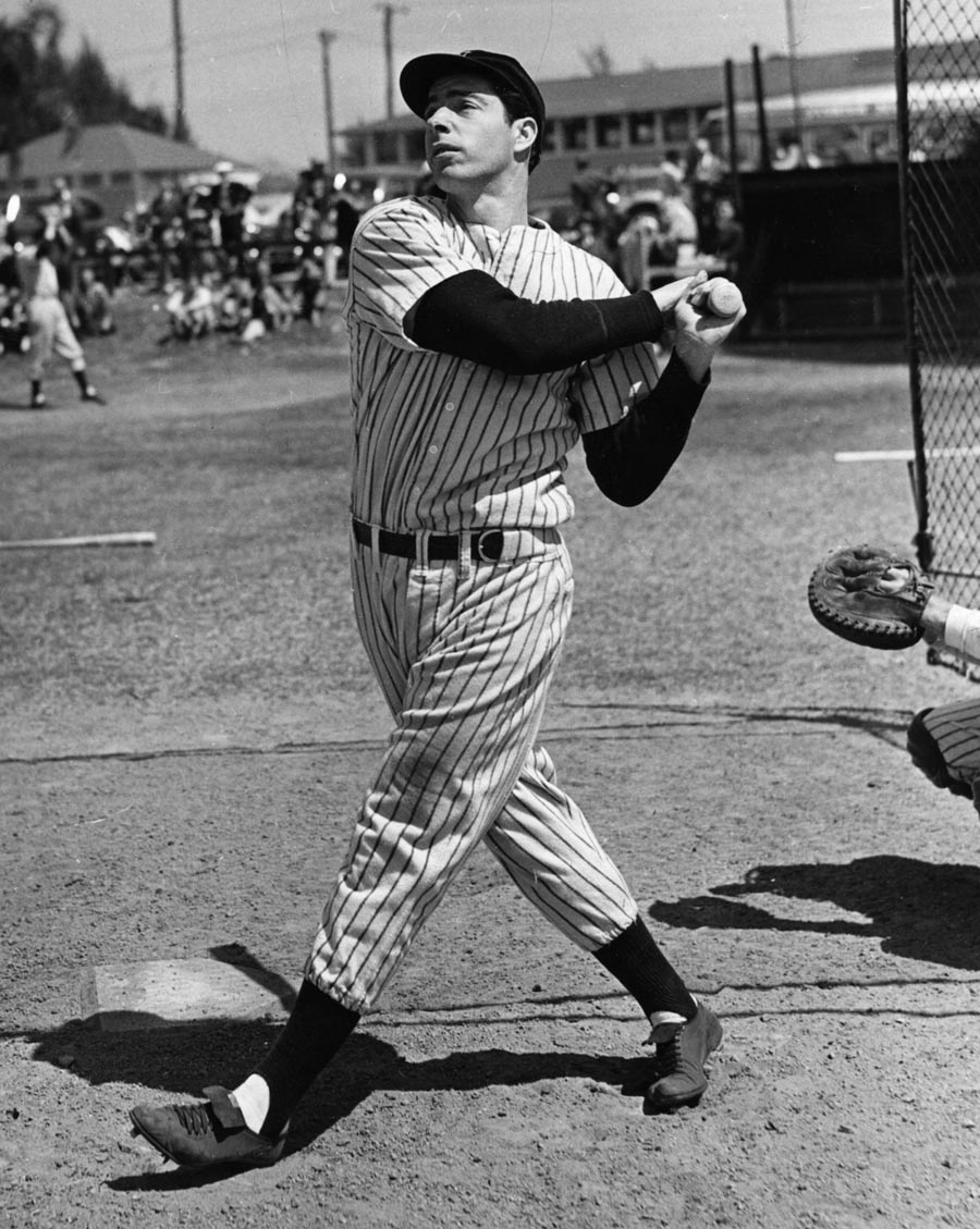 Joe DiMaggio strikes a home run