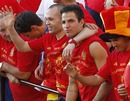Andres Iniesta and Cesc Fabregas celebrate