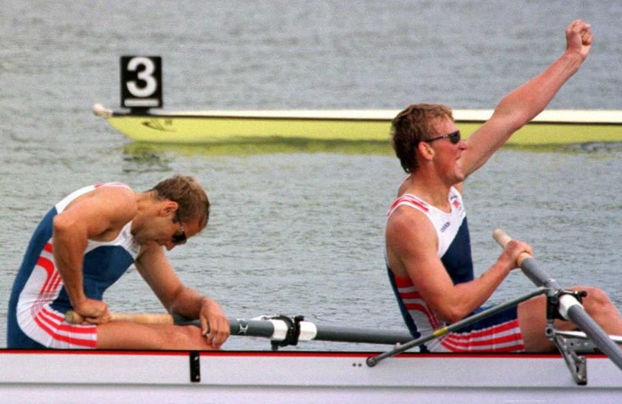 Matthew Pinsent and Steven Redgrave cross the finish line