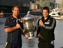 Rocky Elsom and Richie McCaw hold the Bledisloe Cup