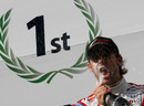 Andy Soucek celebrates winning the FIA Formula Two Championship