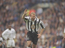 Alan Shearer of Newcastle United celebrates a goal