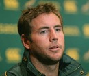 South Africa's Butch James talks to the media