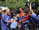 Zinedine Zidane signs autograph at a France training session
