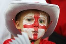 A young England fan shows his loyalty