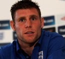 James Milner speaks to the media at the England press conference