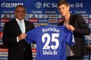 Klaas-Jan Huntelaar is unveiled by Schalke coach Felix Magath