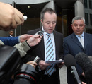 John Higgins speaks to the media after his tribunal hearing