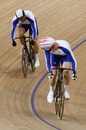 Chris Hoy competes with Jason Kenny