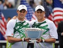 Bob and Mike Bryan show off their trophy
