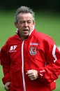 Brian Flynn takes part in a Wales training session