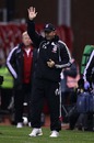 Tony Pulis gestures to the crowd