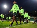Florent Malouda and Nicolas Anelka go through drills during the Chelsea training session