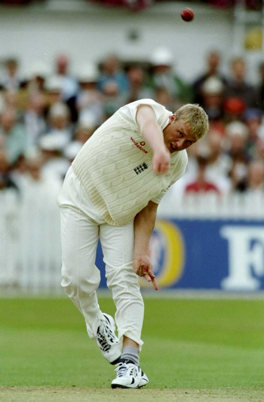 Andrew Flintoff sends down a delivery
