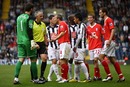 Lee Bowyer has words with Chris Foy