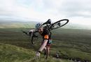 A rider makes his way up Ingleborough during the Three Peaks Cyclo-Cross Race
