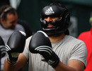 Monty Panesar takes part in a boxing session