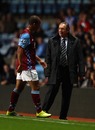 Gabriel Agbonlahor is substituted as Gerard Houllier looks on