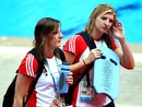 Rebecca Adlington looks on during a training session