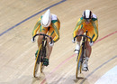 Anna Meares and Kaarle McCulloch race to victory in the women's team sprint