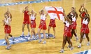 England netballers celebrate their bronze medal