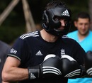 James Anderson takes part in a boxing session
