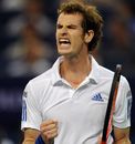 Andy Murray yells after winning a point