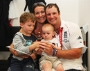 Andrew Strauss poses with his wife Ruth and children