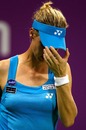 Elena Dementieva hides her face