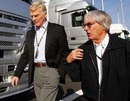 Max Mosley and Bernie Ecclestone in the paddock