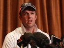 Graeme Swann speaks during a press conference