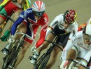 Victoria Pendleton rides in the second round of the women's Keirin