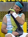 Carlos Moya reacts during his match against Benjamin Becker