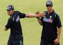 Mitchell Johnson and Troy Cooley at a training session