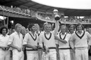 Lancashire captain David Lloyd holds the Gillette Cup after their win over Middlesex