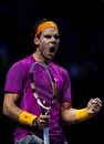 Rafael Nadal celebrates a winning shot