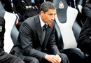 Newcastle manager Chris Hughton cuts a tense figure