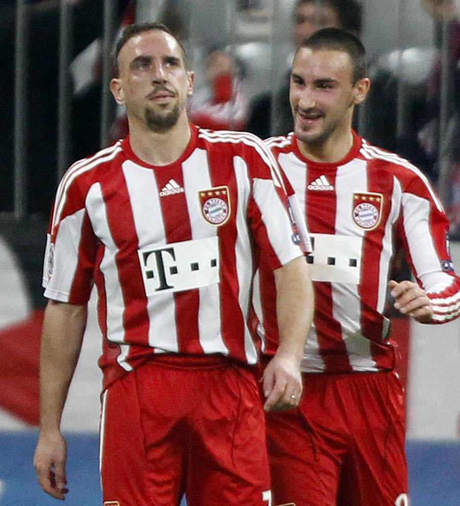 Franck Ribery reacts to giving Bayern the lead