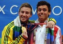 Matt Mitcham attempts to make a not-so-subtle swap with Tom Daley