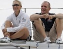 Zara Phillips and Mike Tindall sit onboard 'Artemis Ocean Racing'