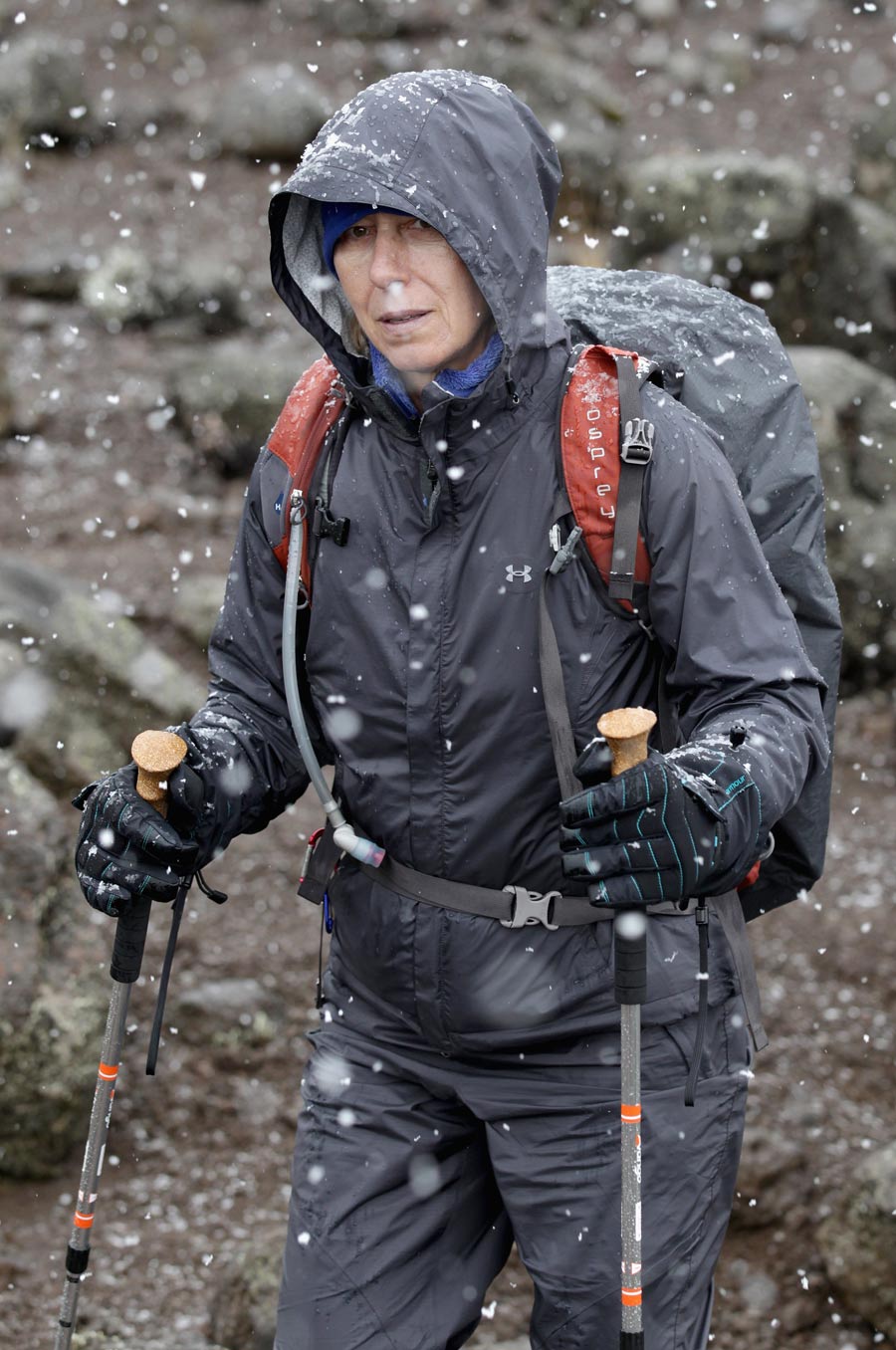 Martina Navratilova treks in heavy snow