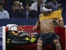 Rafael Nadal changes his shirt
