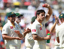 Mitchell Johnson celebrates his five-wicket haul